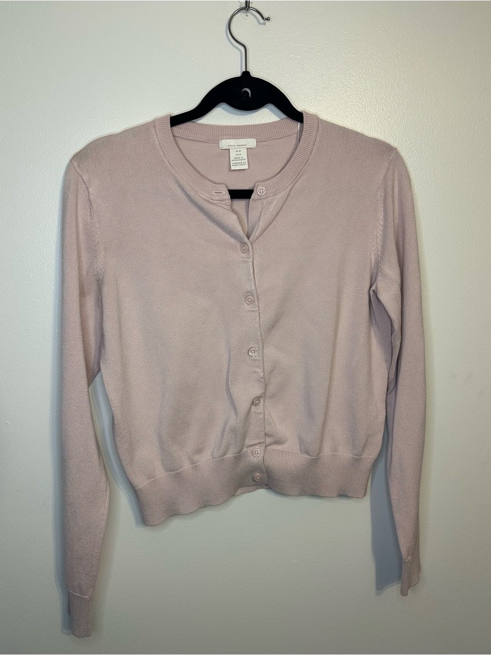 H&M Lightweight Pink Crewneck Cardigan Sweater